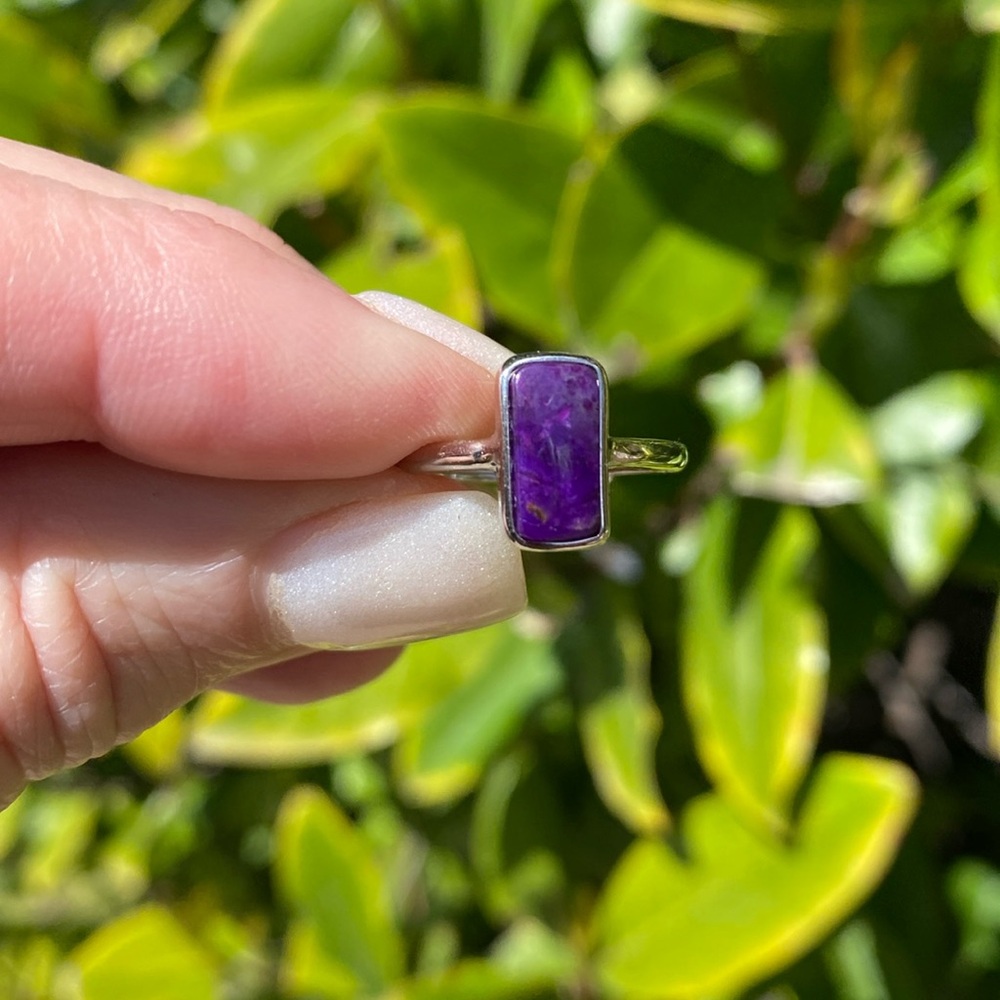 Lovely sugilite adjustable solid 925 SS ring